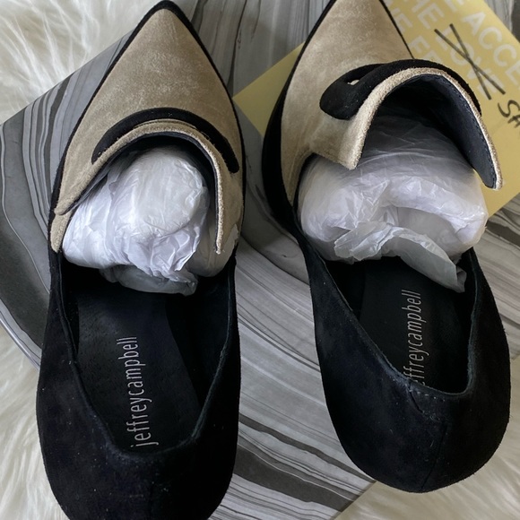 Jeffrey Campbell Silvana Black Nude Suede Loafer Heel - Picture 8 of 10